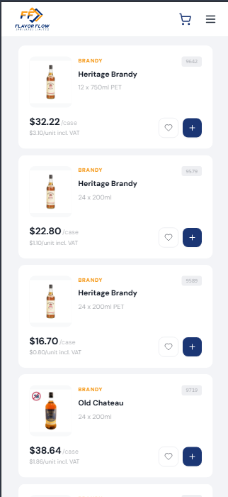 Flavour Flows beverage e-commerce mobile catalogue storefront